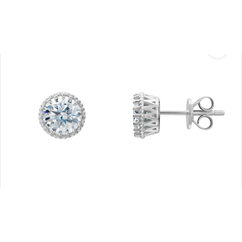 Moissanite Earrings 18k 1.70 Carat DEF Color Brilliant Cut Gemstone - Picture 3 of 8